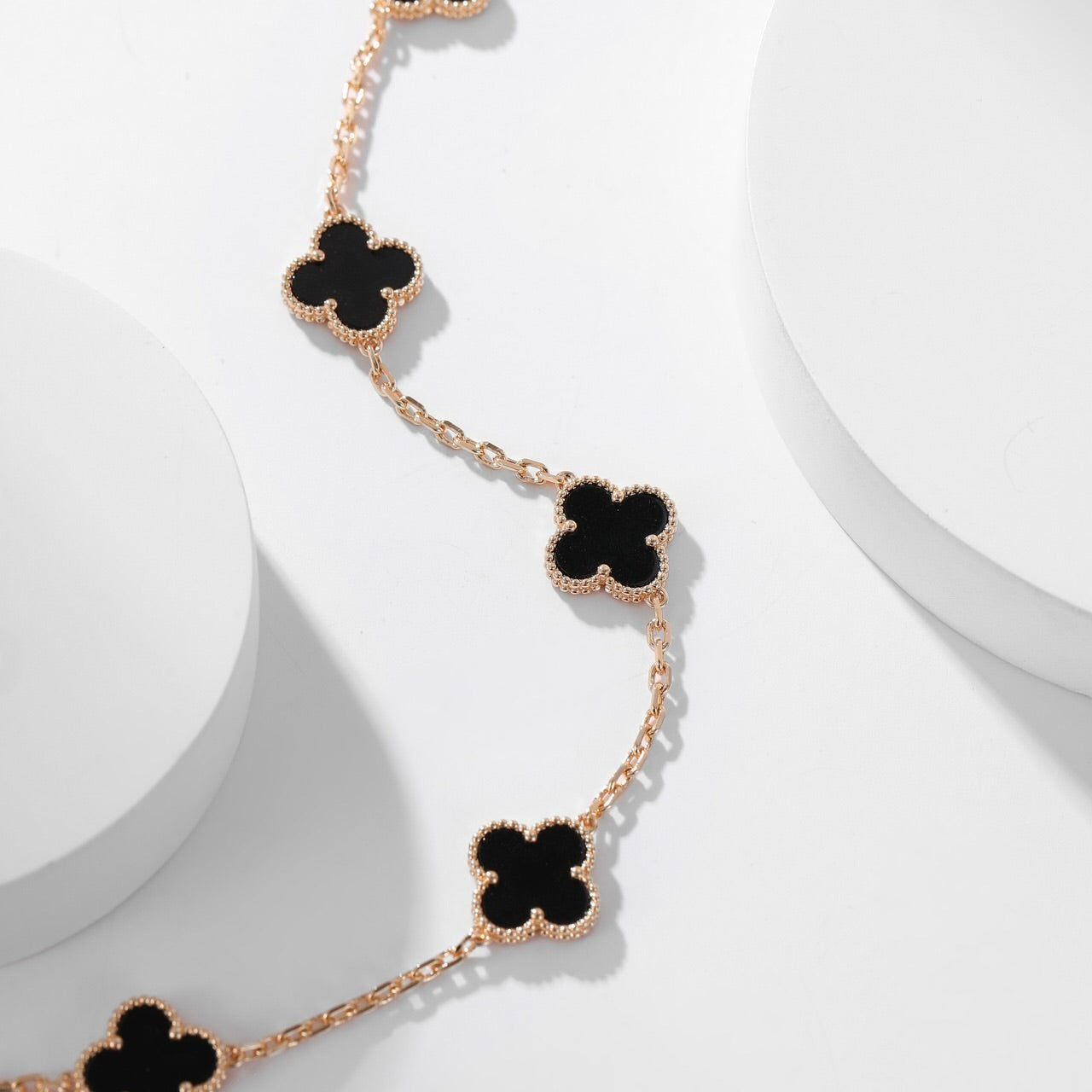 [Rose Jewelrys]CLOVER 10 MOTIFS ONYX NECKLACE