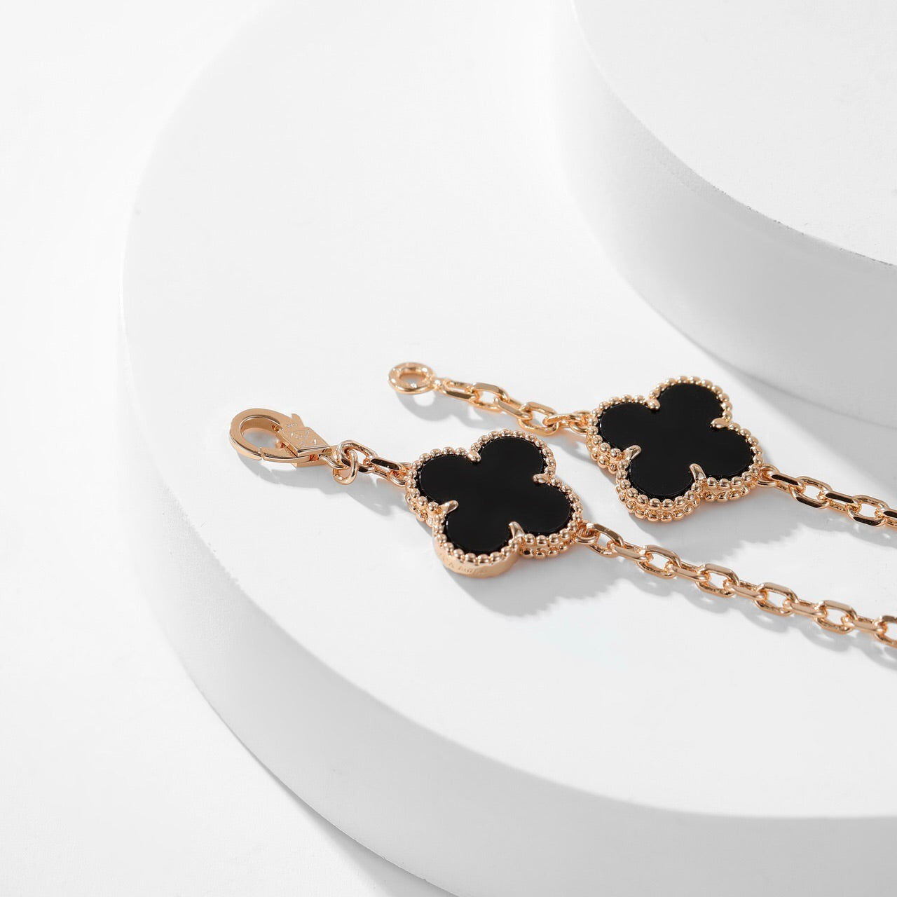 [Rose Jewelrys]CLOVER 10 MOTIFS ONYX NECKLACE