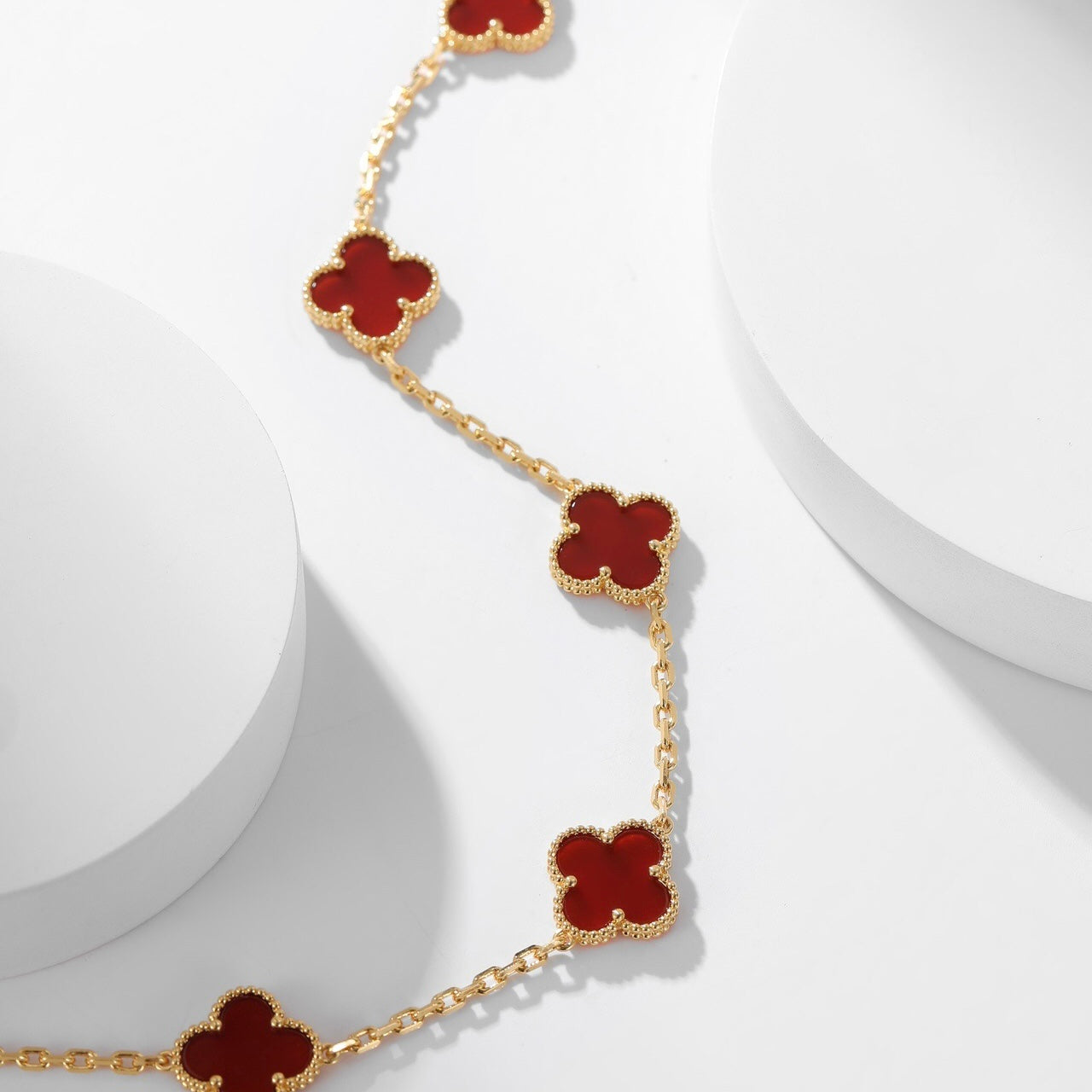 [Rose Jewelrys]CLOVER 10 MOTIFS CARNELIAN NECKLACE