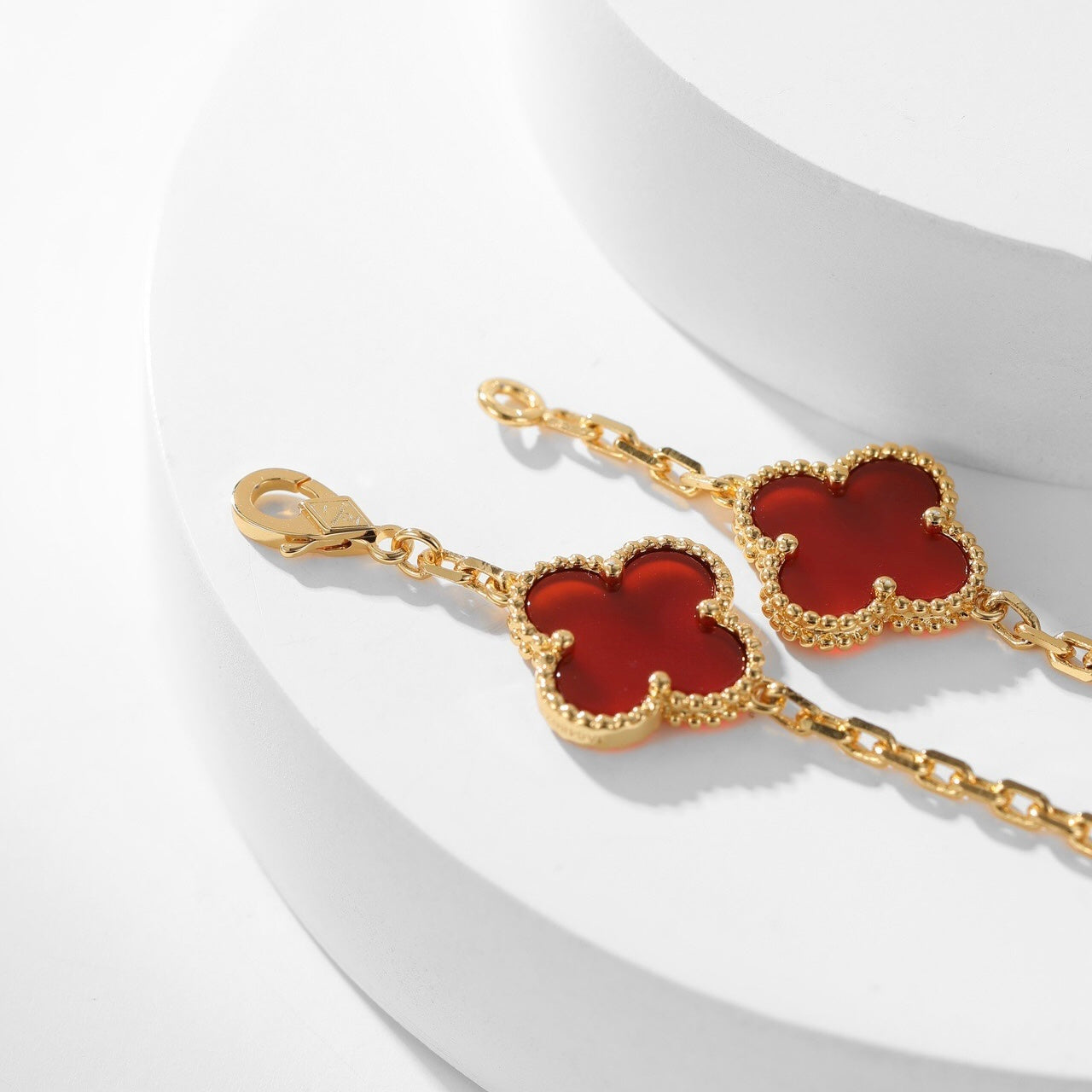 [Rose Jewelrys]CLOVER 10 MOTIFS CARNELIAN NECKLACE