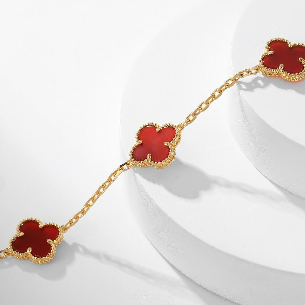 [Rose Jewelrys]CLOVER 10 MOTIFS CARNELIAN NECKLACE