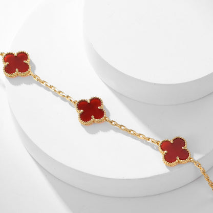 [Rose Jewelrys]CLOVER 10 MOTIFS CARNELIAN NECKLACE