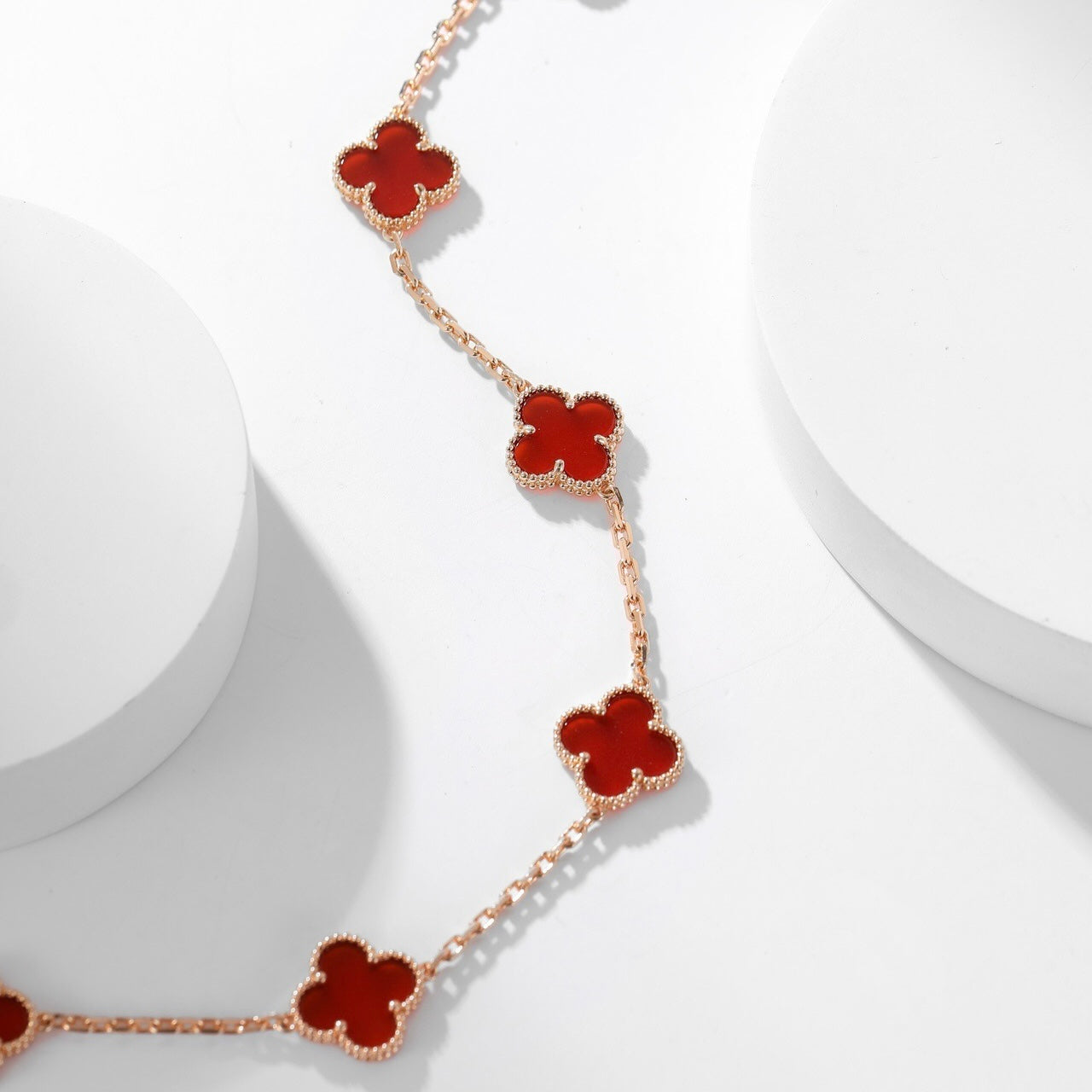 [Rose Jewelrys]CLOVER 10 MOTIFS CARNELIAN NECKLACE