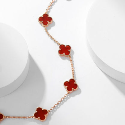 [Rose Jewelrys]CLOVER 10 MOTIFS CARNELIAN NECKLACE