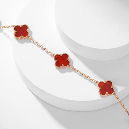 [Rose Jewelrys]CLOVER 10 MOTIFS CARNELIAN NECKLACE