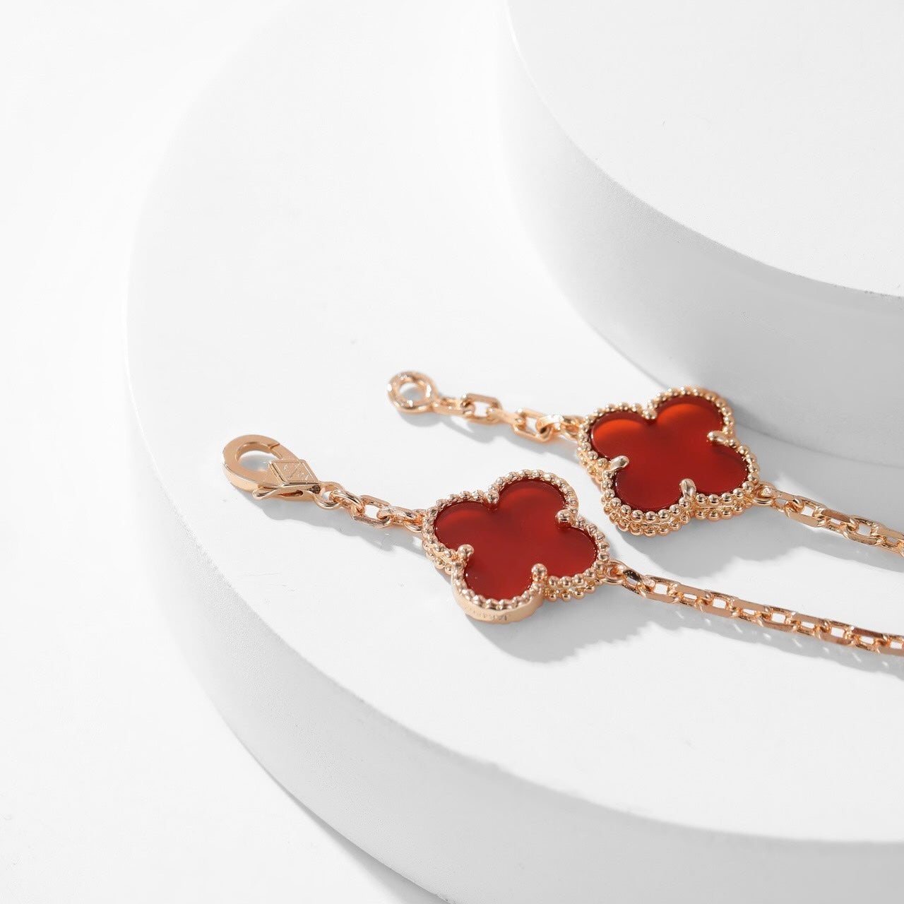 [Rose Jewelrys]CLOVER 10 MOTIFS CARNELIAN NECKLACE