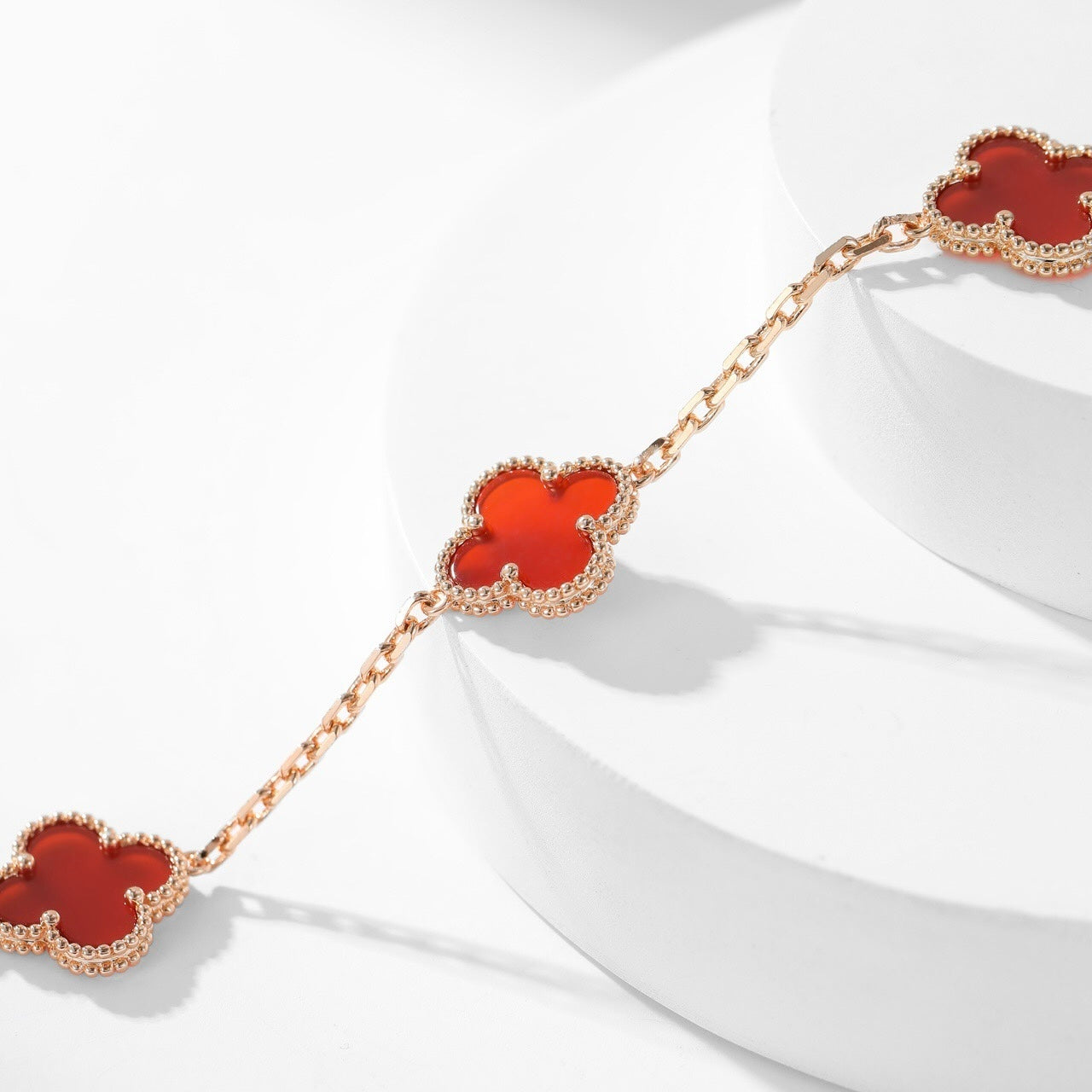 [Rose Jewelrys]CLOVER 10 MOTIFS CARNELIAN NECKLACE