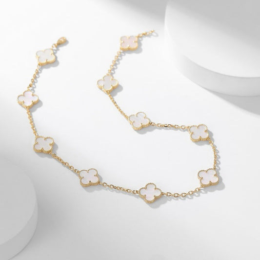 [Rose Jewelrys]CLOVER 10 MOTIFS WHITE MOTHER OF PEARL NECKLACE