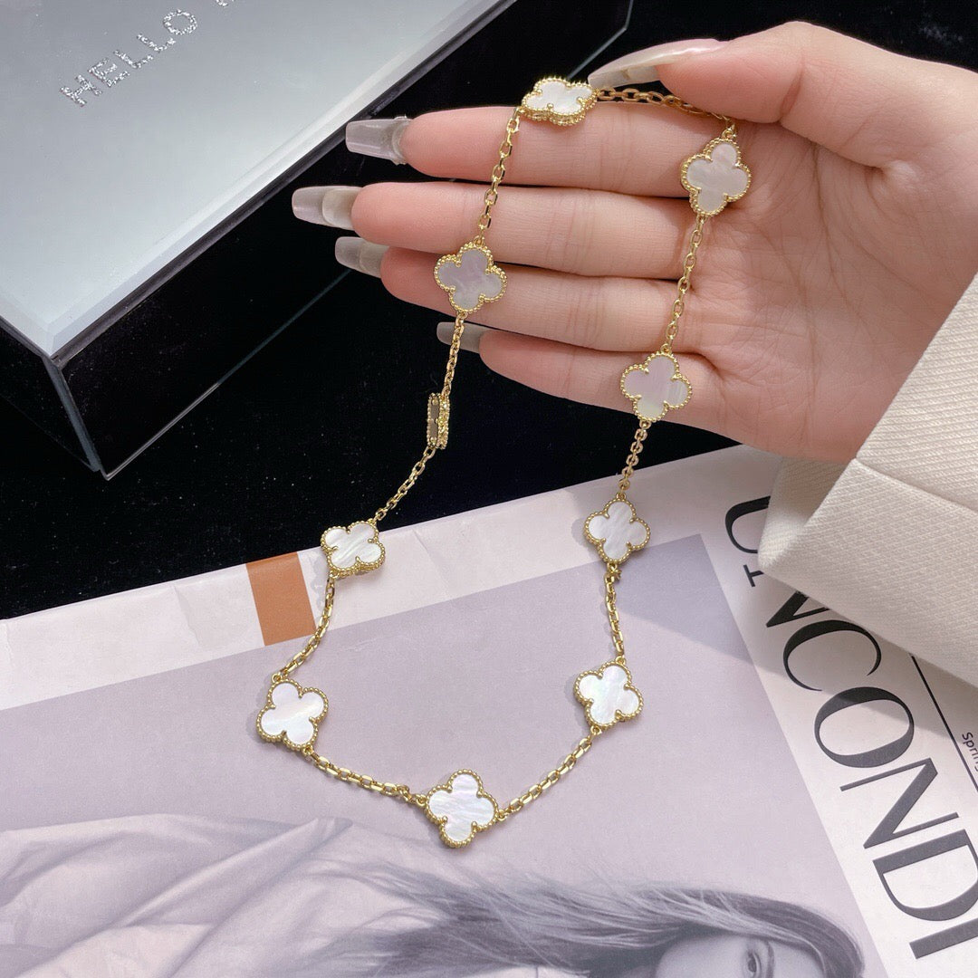 [Rose Jewelrys]CLOVER 10 MOTIFS WHITE MOTHER OF PEARL NECKLACE