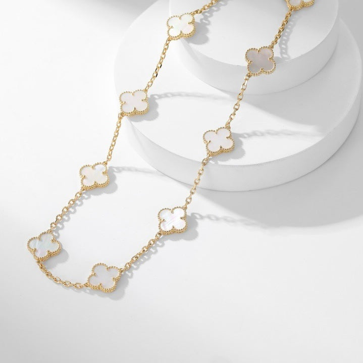 [Rose Jewelrys]CLOVER 10 MOTIFS WHITE MOTHER OF PEARL NECKLACE
