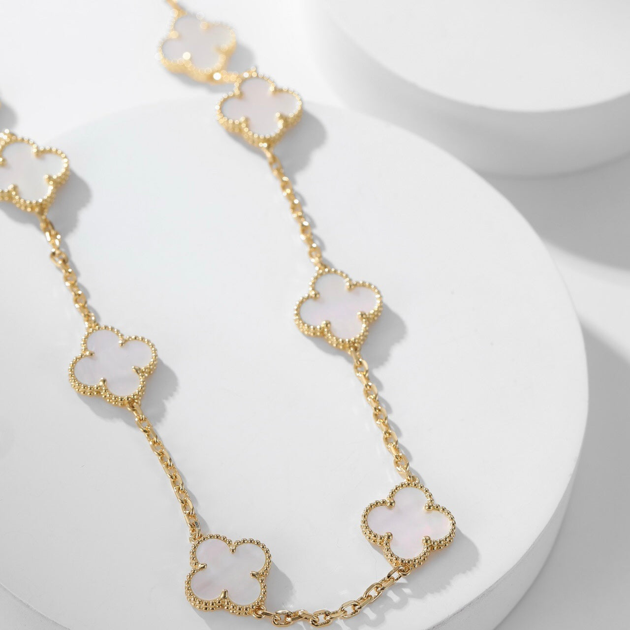 [Rose Jewelrys]CLOVER 10 MOTIFS WHITE MOTHER OF PEARL NECKLACE
