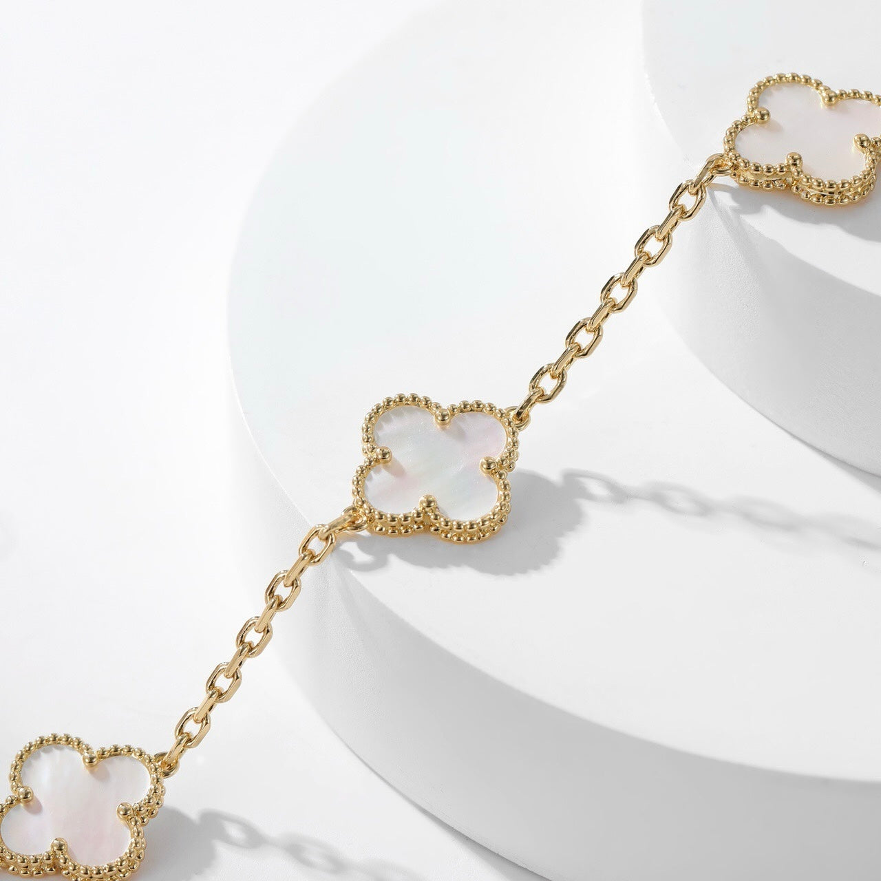 [Rose Jewelrys]CLOVER 10 MOTIFS WHITE MOTHER OF PEARL NECKLACE