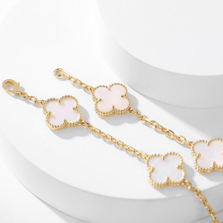 [Rose Jewelrys]CLOVER 10 MOTIFS WHITE MOTHER OF PEARL NECKLACE