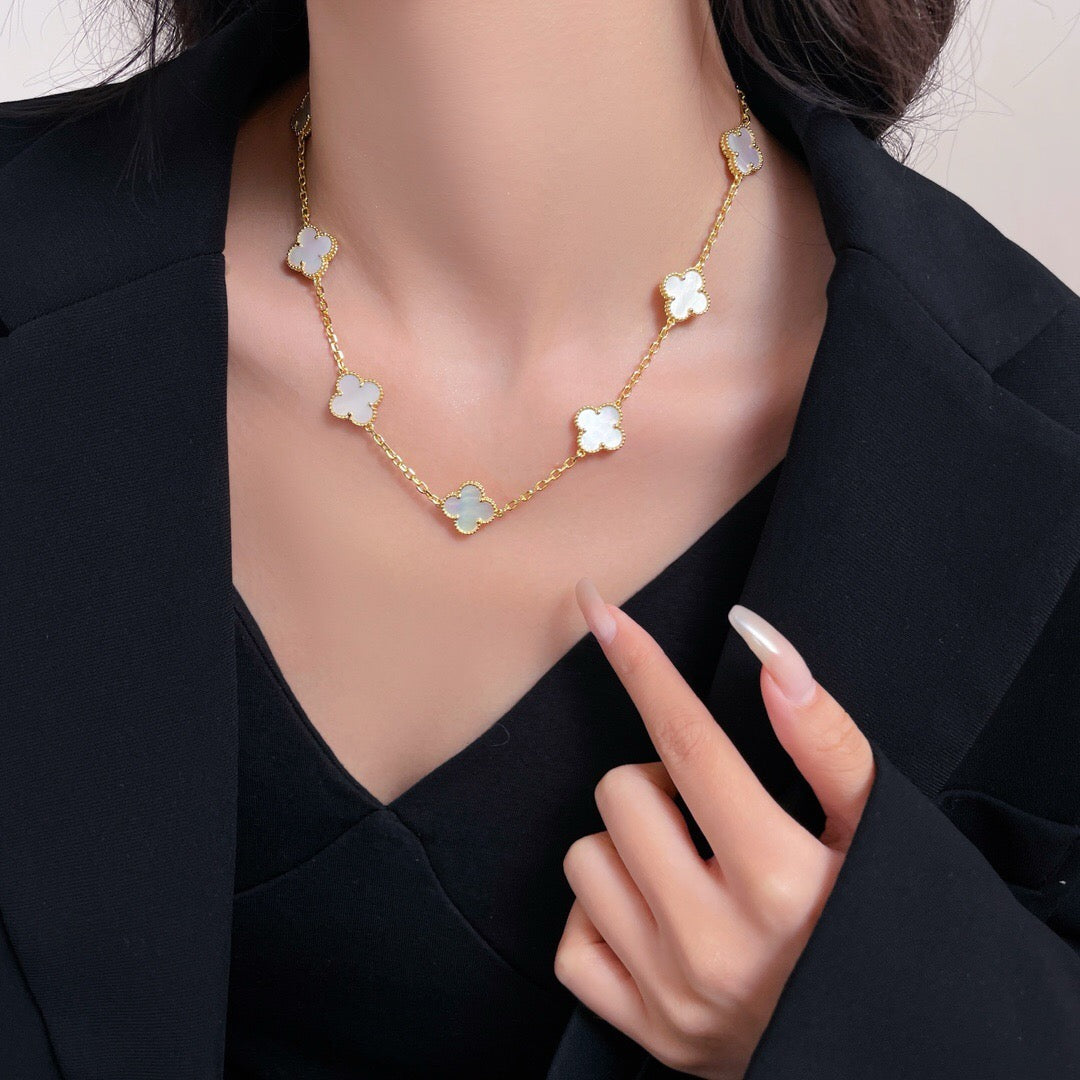 [Rose Jewelrys]CLOVER 10 MOTIFS WHITE MOTHER OF PEARL NECKLACE
