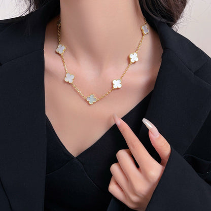 [Rose Jewelrys]CLOVER 10 MOTIFS WHITE MOTHER OF PEARL NECKLACE