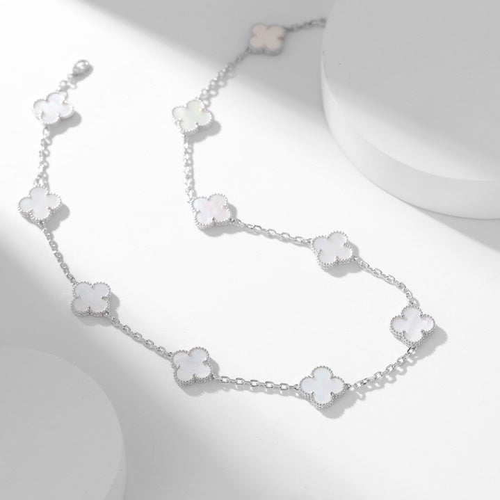 [Rose Jewelrys]CLOVER 10 MOTIFS WHITE MOTHER OF PEARL NECKLACE
