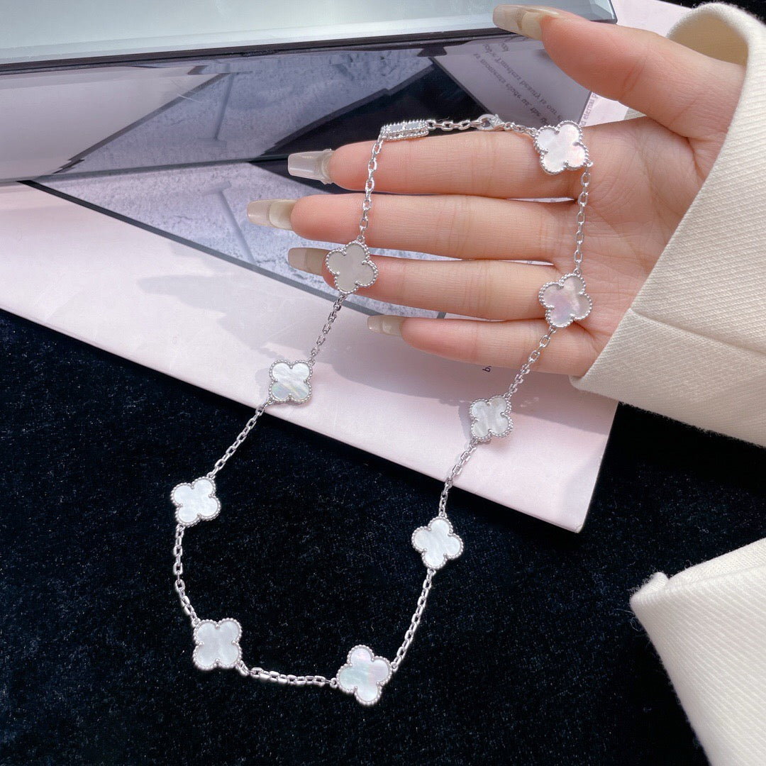 [Rose Jewelrys]CLOVER 10 MOTIFS WHITE MOTHER OF PEARL NECKLACE