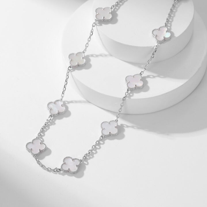 [Rose Jewelrys]CLOVER 10 MOTIFS WHITE MOTHER OF PEARL NECKLACE