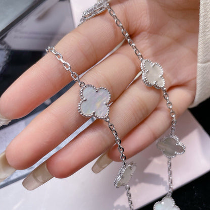 [Rose Jewelrys]CLOVER 10 MOTIFS WHITE MOTHER OF PEARL NECKLACE