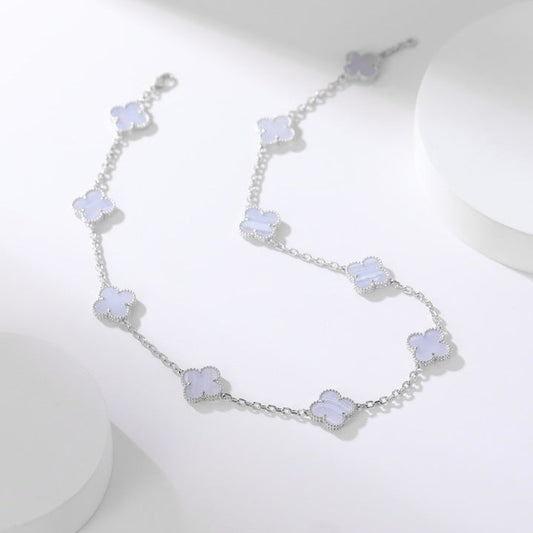[Rose Jewelrys]CLOVER 10 MOTIFS PURPLE CHALCEDONY NECKLACE