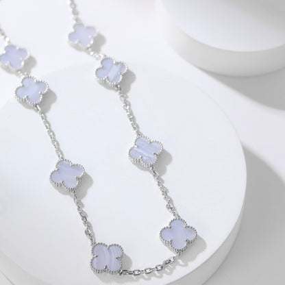 [Rose Jewelrys]CLOVER 10 MOTIFS PURPLE CHALCEDONY NECKLACE