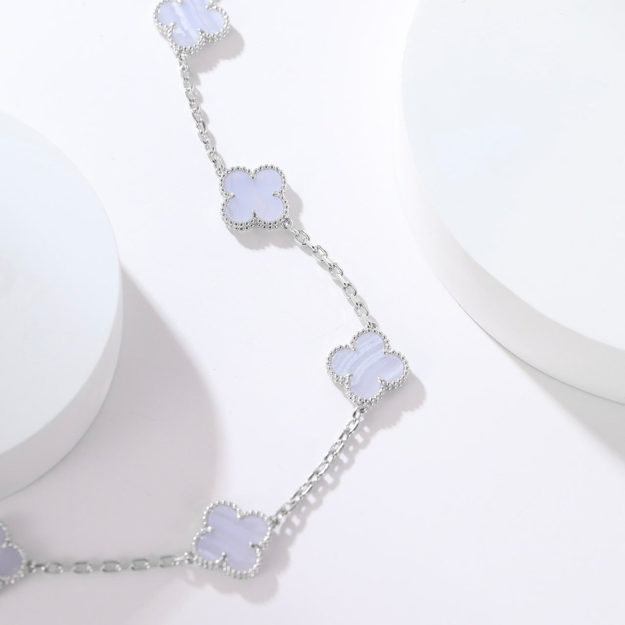 [Rose Jewelrys]CLOVER 10 MOTIFS PURPLE CHALCEDONY NECKLACE