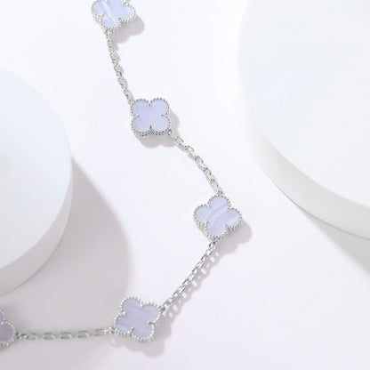 [Rose Jewelrys]CLOVER 10 MOTIFS PURPLE CHALCEDONY NECKLACE