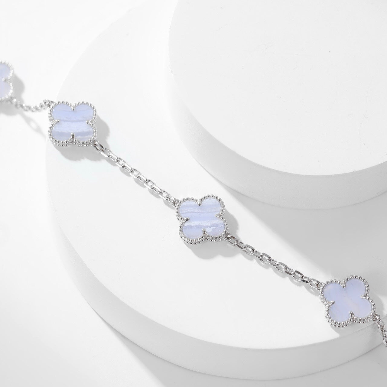 [Rose Jewelrys]CLOVER 10 MOTIFS PURPLE CHALCEDONY NECKLACE