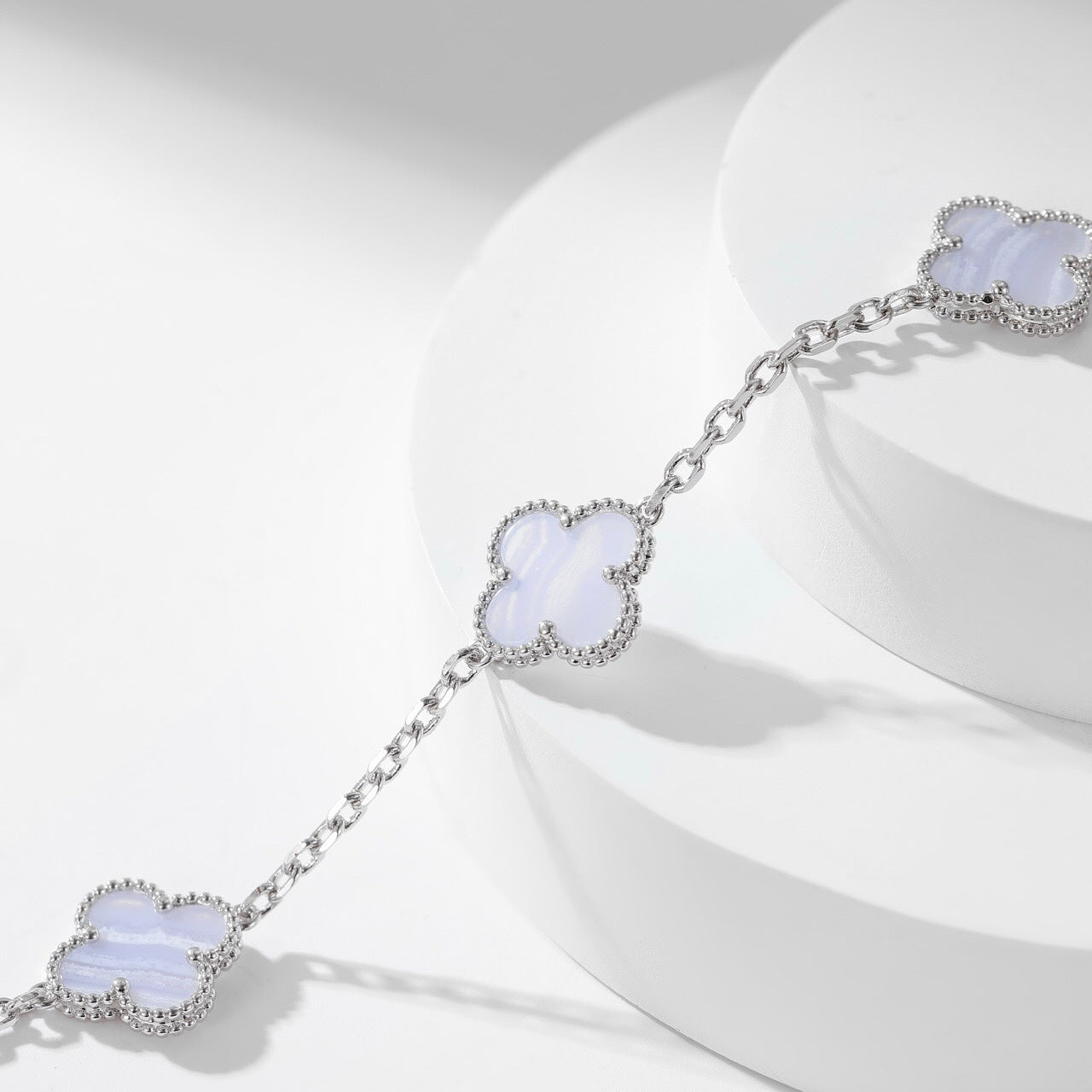 [Rose Jewelrys]CLOVER 10 MOTIFS PURPLE CHALCEDONY NECKLACE