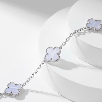 [Rose Jewelrys]CLOVER 10 MOTIFS PURPLE CHALCEDONY NECKLACE