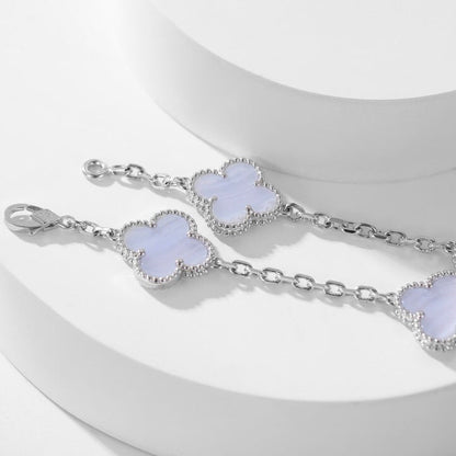 [Rose Jewelrys]CLOVER 10 MOTIFS PURPLE CHALCEDONY NECKLACE