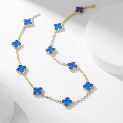 [Rose Jewelrys]CLOVER 10 MOTIFS BLUE AGATE NECKLACE