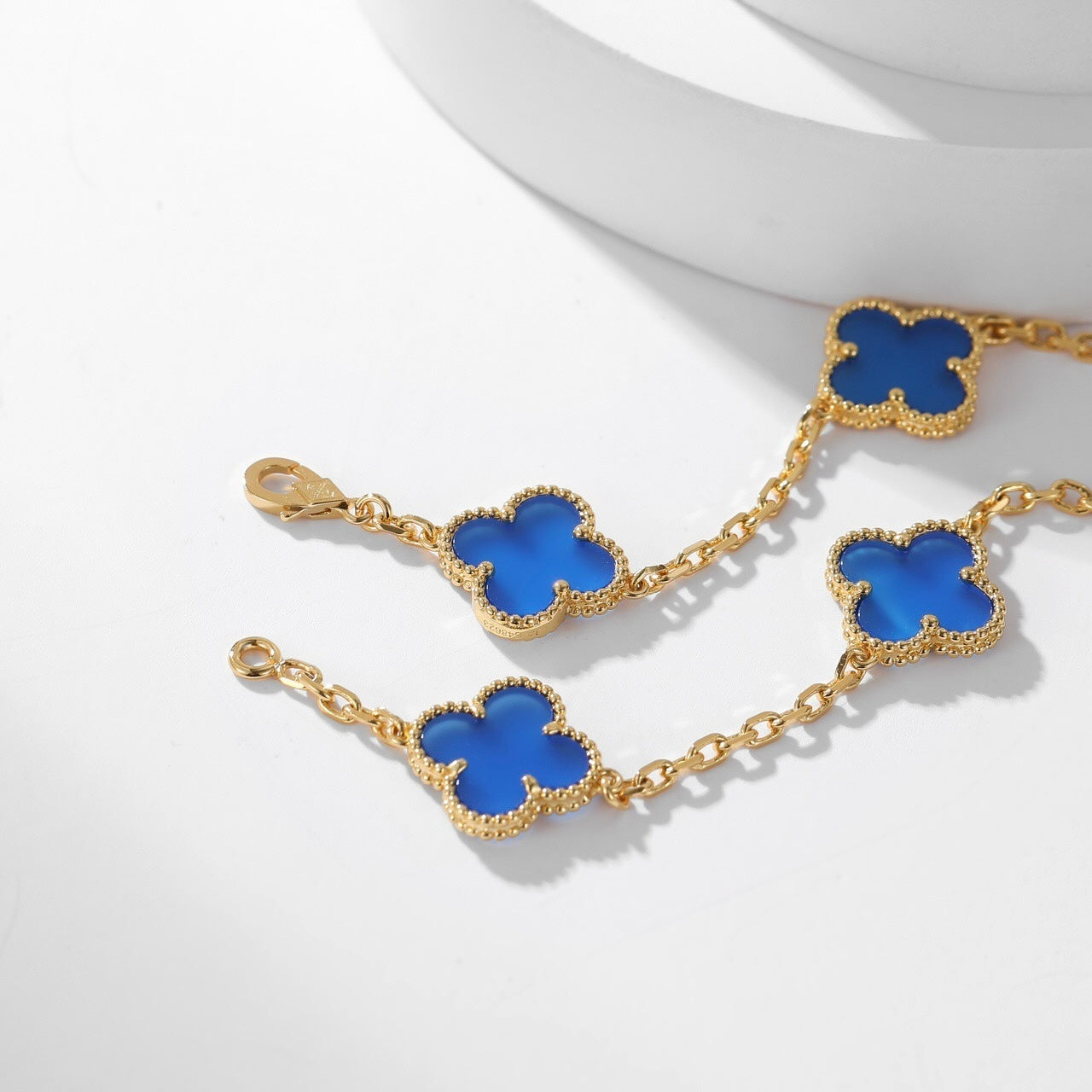[Rose Jewelrys]CLOVER 10 MOTIFS BLUE AGATE NECKLACE