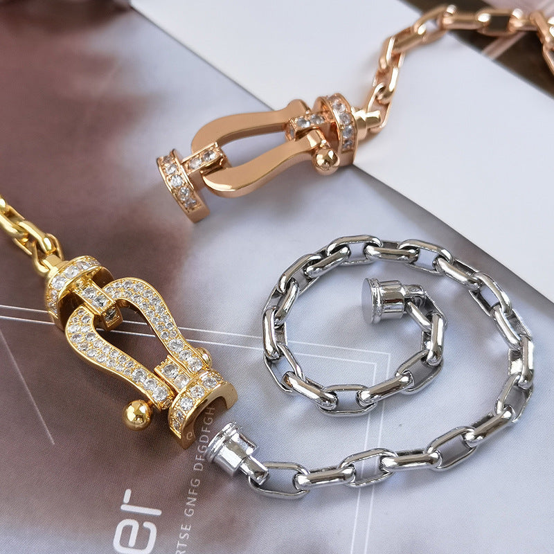 [Rose Jewelrys]FORCE LARGE HORSESHOE CLASP  METAL BRACELET