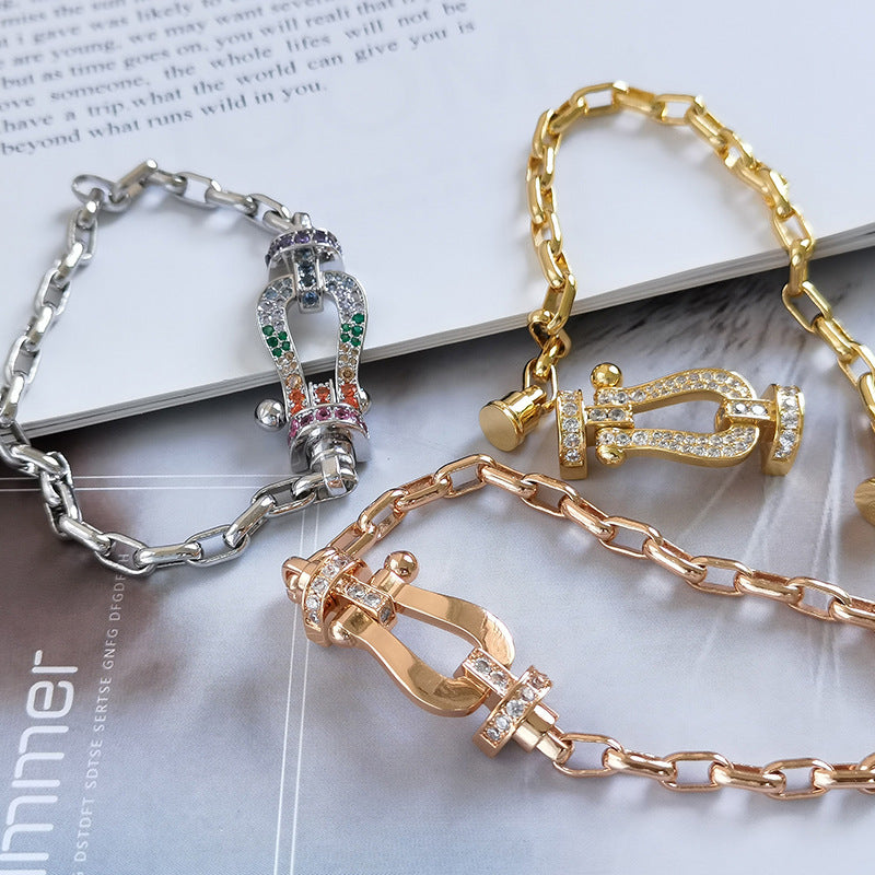 [Rose Jewelrys]FORCE LARGE HORSESHOE CLASP  METAL BRACELET