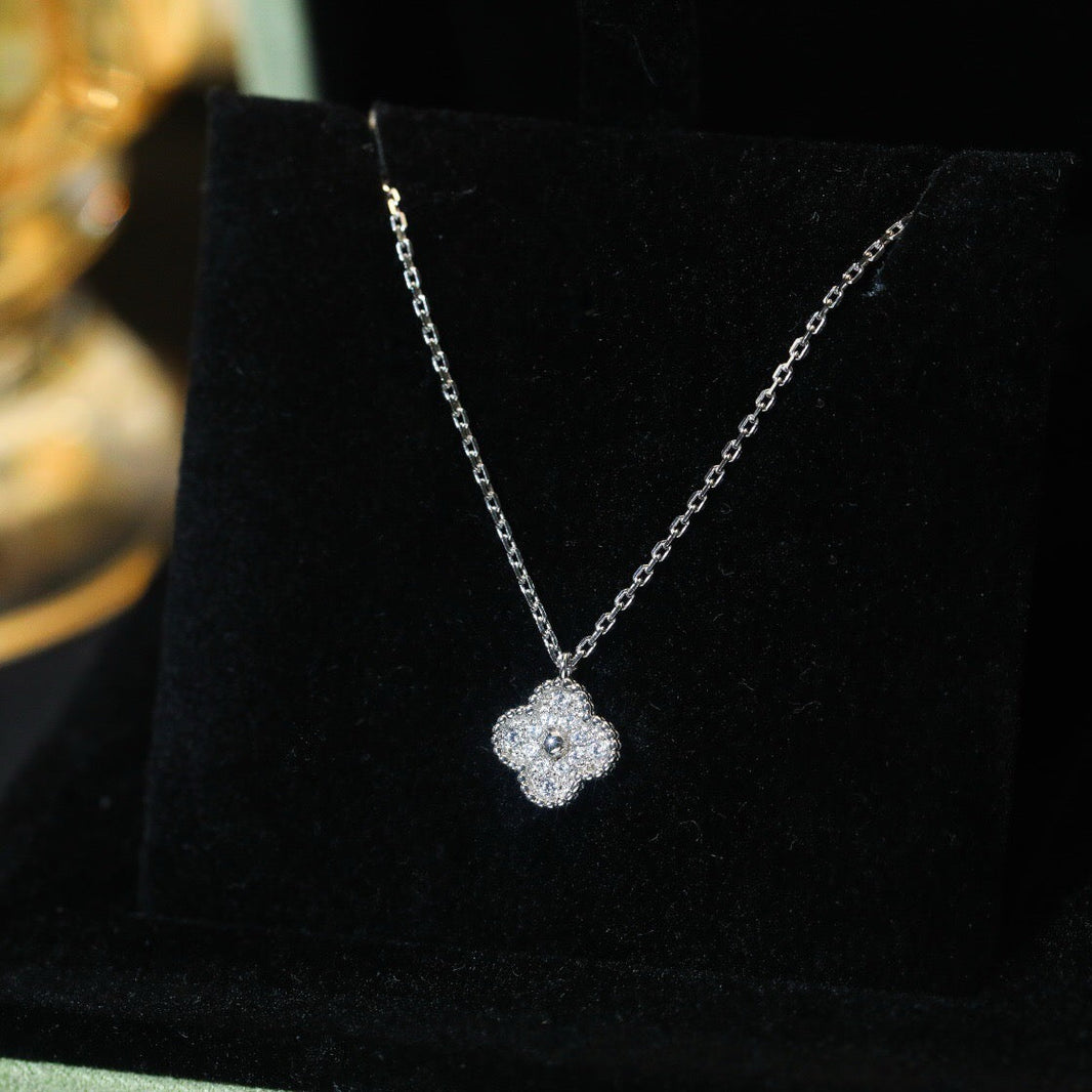 [🌹Rose💎]CLOVER MINI 9.5MM PENDANT DIAMOND NECKLACE