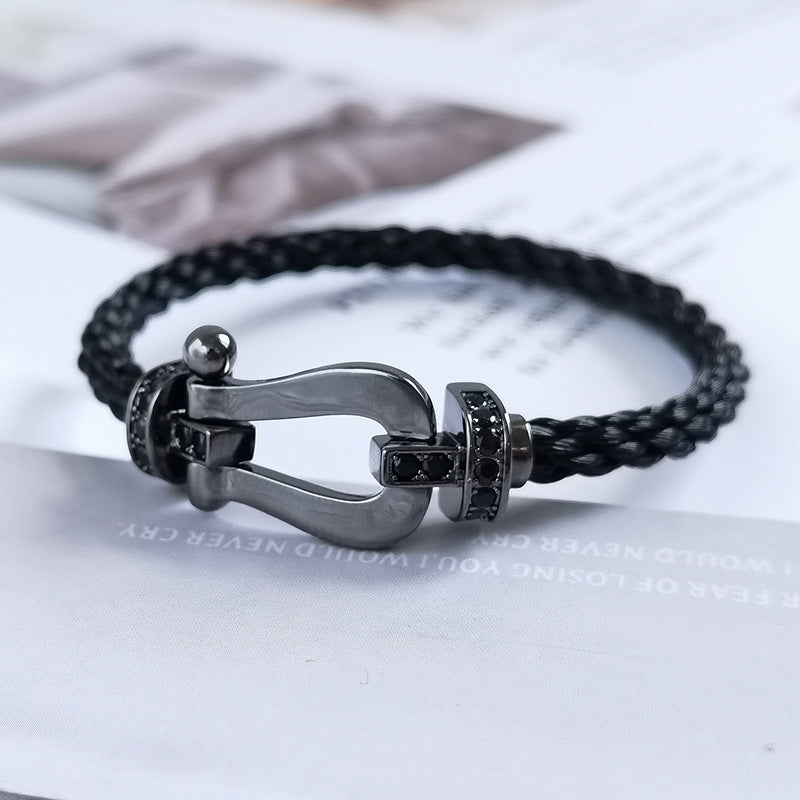 []FORCE LARGE SERIES HORSESHOE BLACK SAMURAI BRACELET
