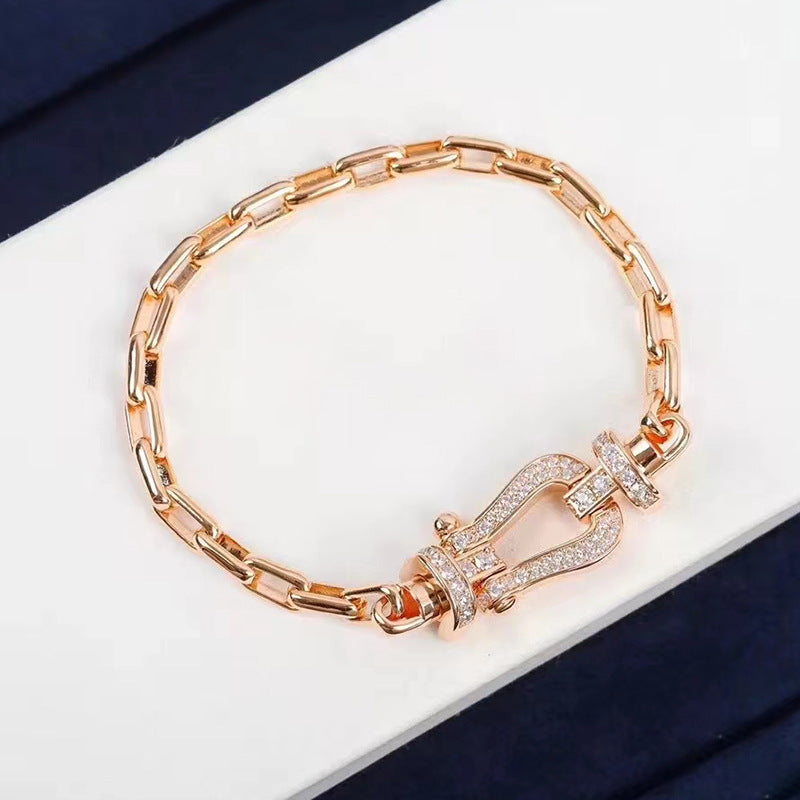 [Rose Jewelrys]FORCE LARGE HORSESHOE CLASP  METAL BRACELET