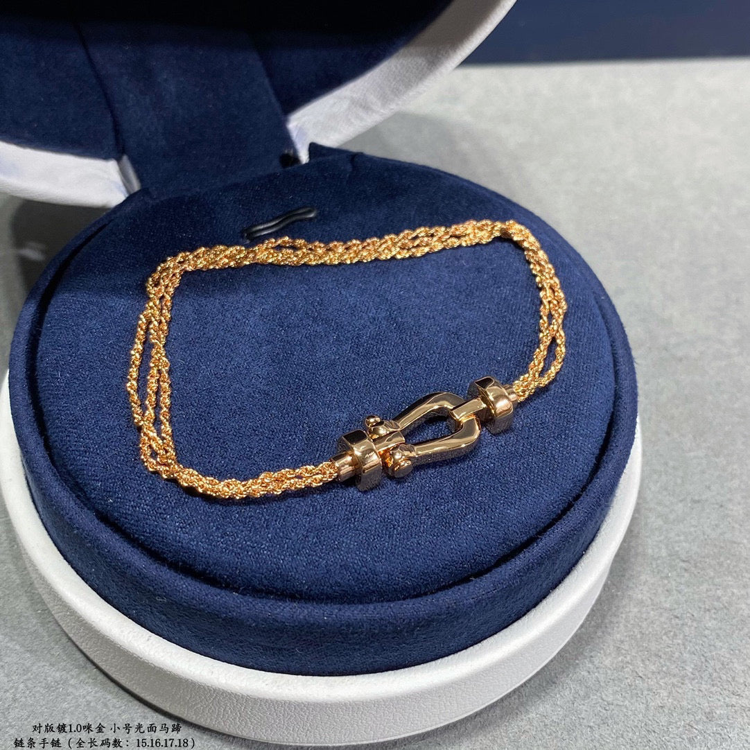 []FORCE SMALL HORSESHOE  DIAMOND CHAIN ROPE BRACELET