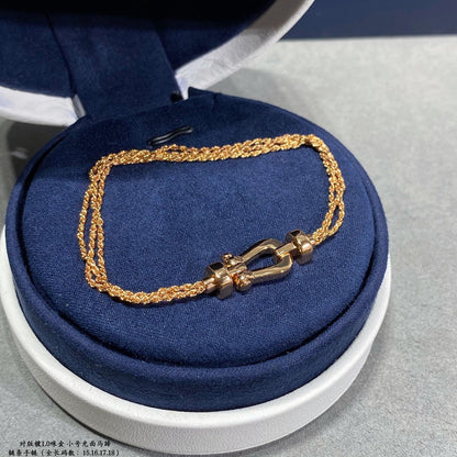 []FORCE SMALL HORSESHOE  DIAMOND CHAIN ROPE BRACELET