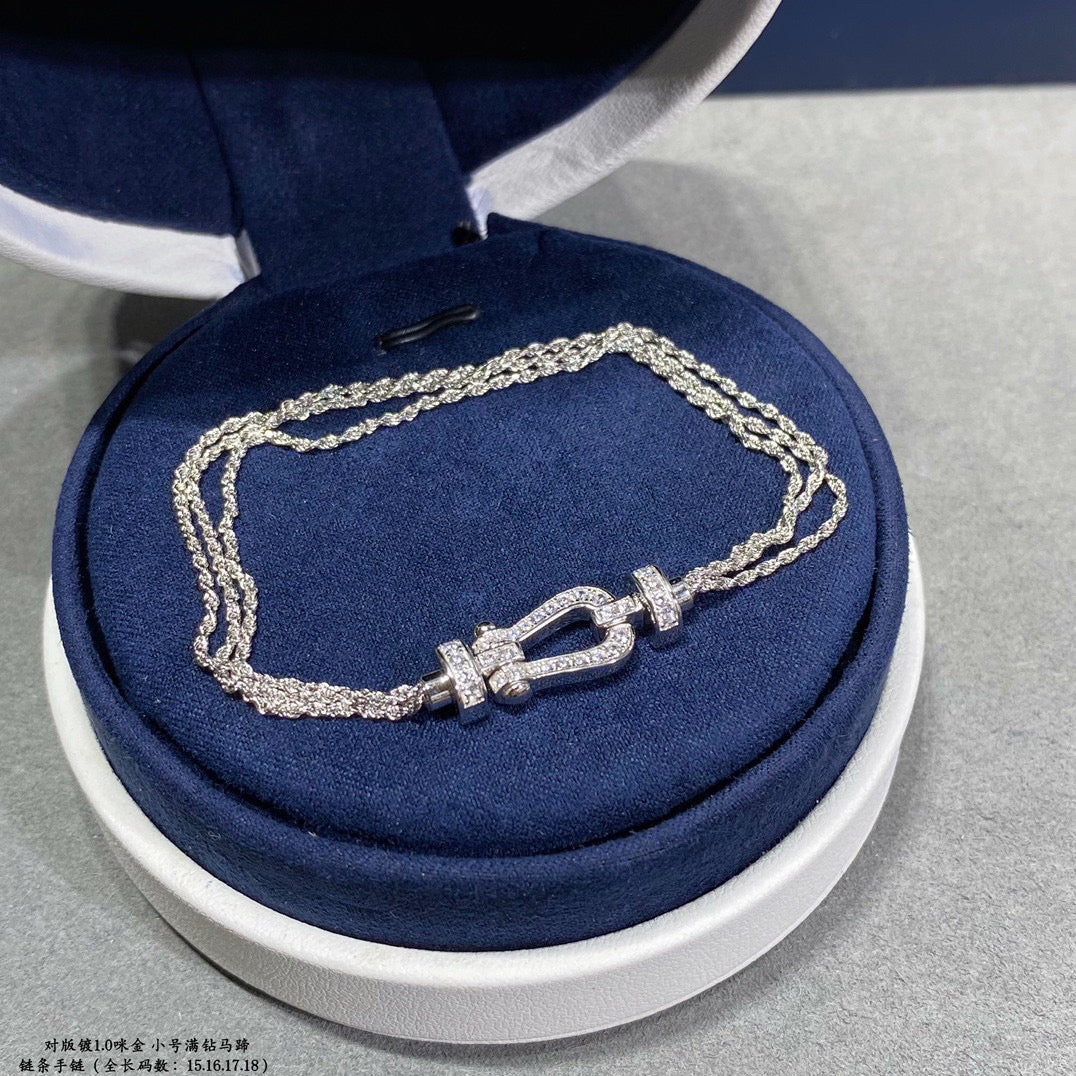 []FORCE SMALL HORSESHOE  DIAMOND CHAIN ROPE BRACELET