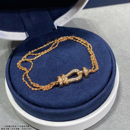[]FORCE SMALL HORSESHOE  DIAMOND CHAIN ROPE BRACELET