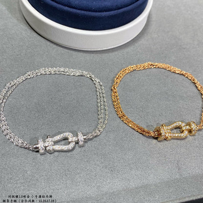 []FORCE SMALL HORSESHOE  DIAMOND CHAIN ROPE BRACELET