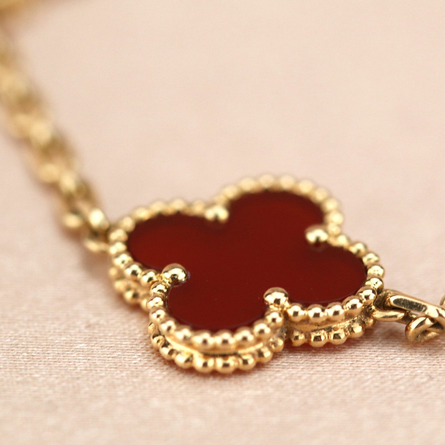 [Rose Jewelrys]CLOVER 5 MOTIFS RED AGATE  BRACELET