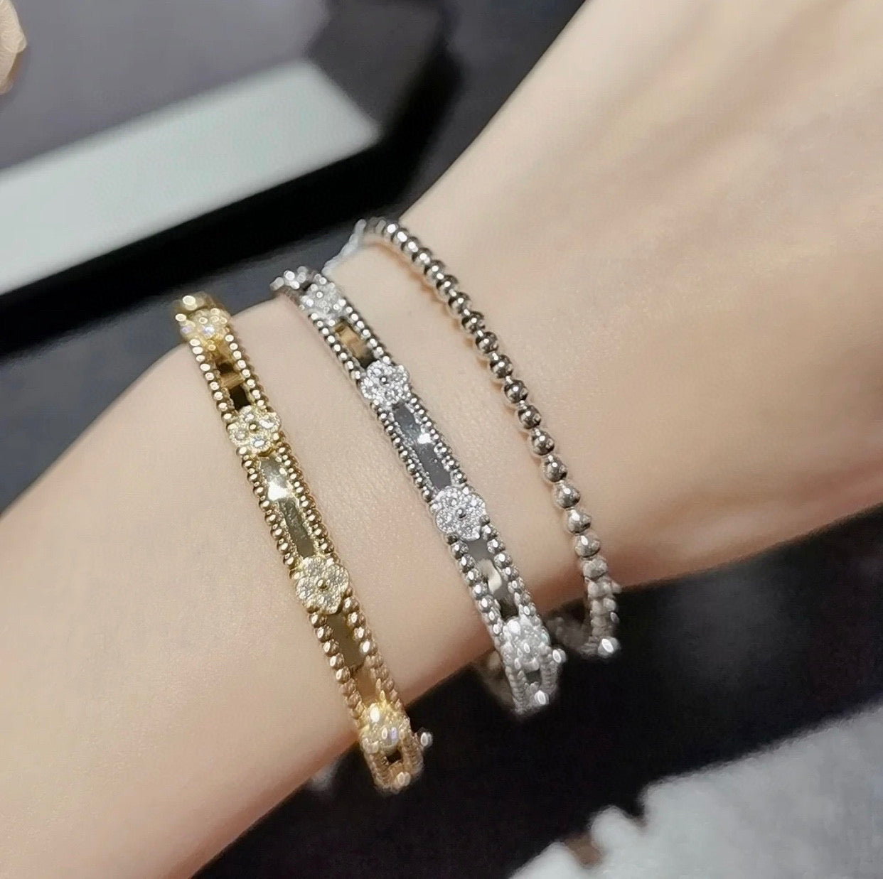 [Rose Jewelrys]CLOVER BRACELET 4MM DIAMONDS