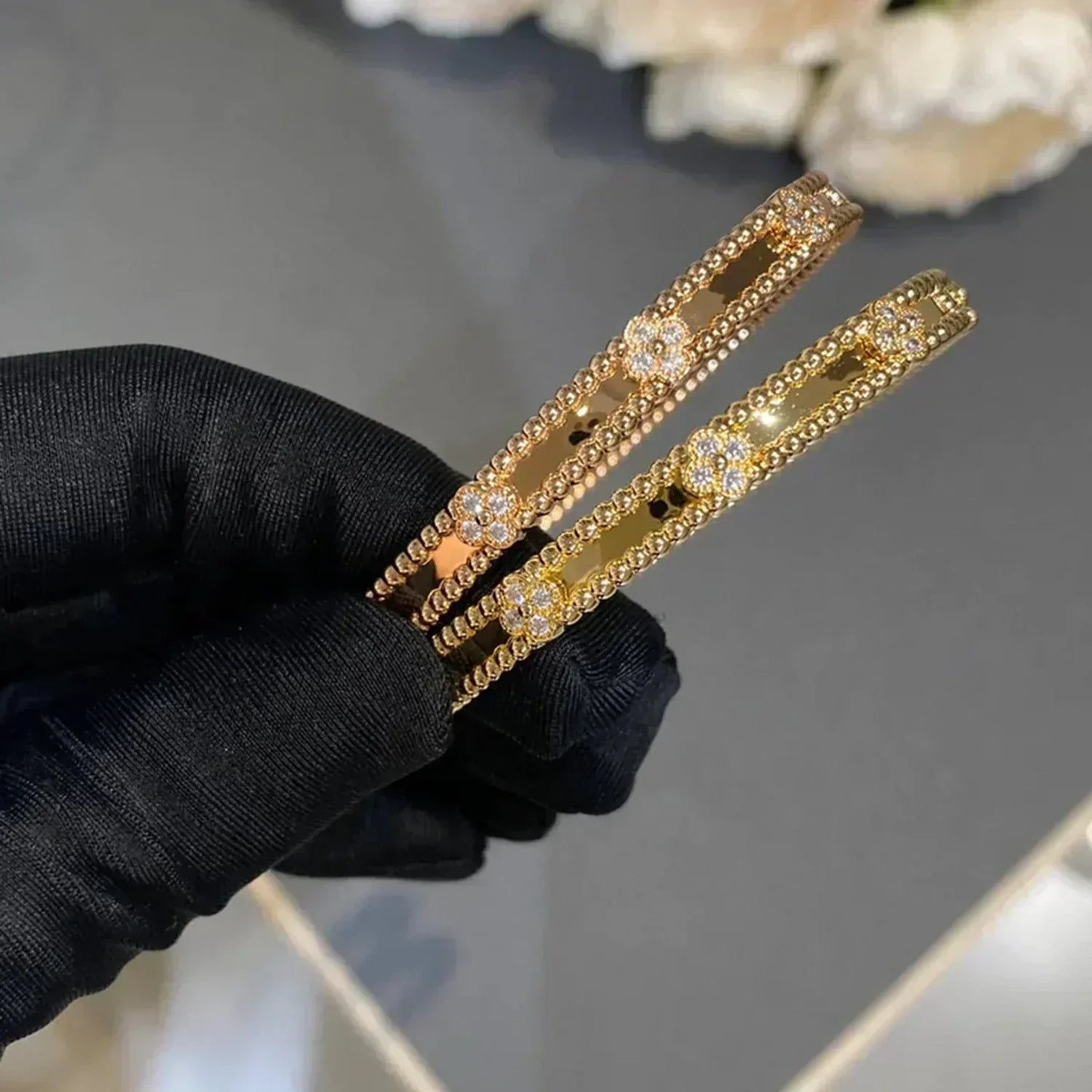 [Rose Jewelrys]CLOVER BRACELET 4MM DIAMONDS