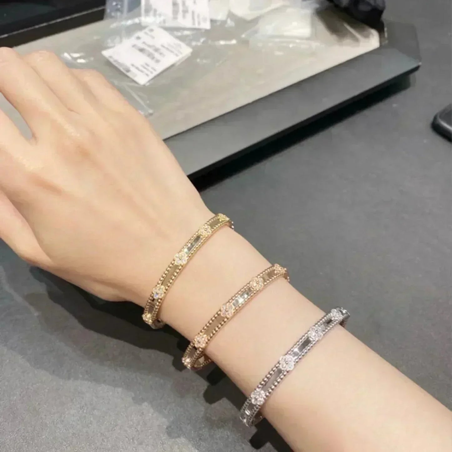 [Rose Jewelrys]CLOVER BRACELET 4MM DIAMONDS