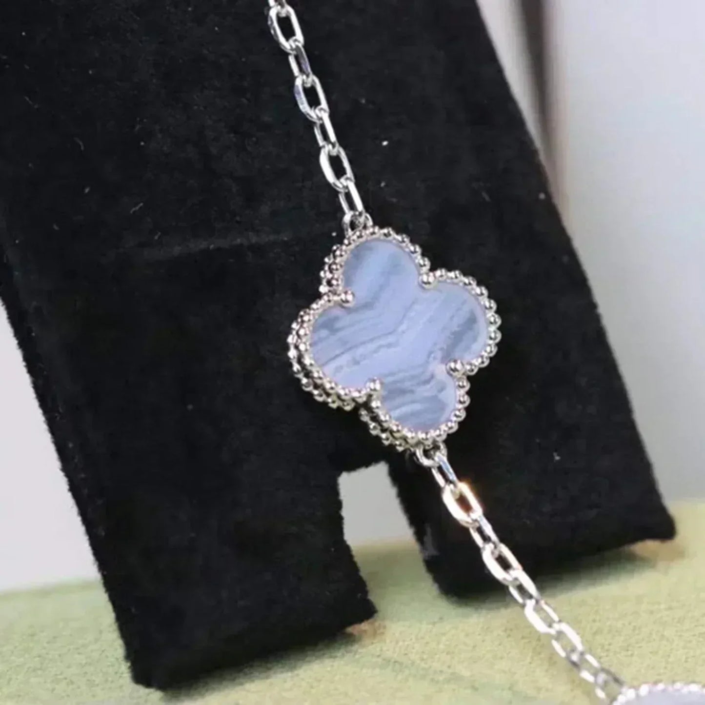 [Rose Jewelrys]CLOVER  5 MOTIF PURPLE CHALCEDONY BRACELET SILVER