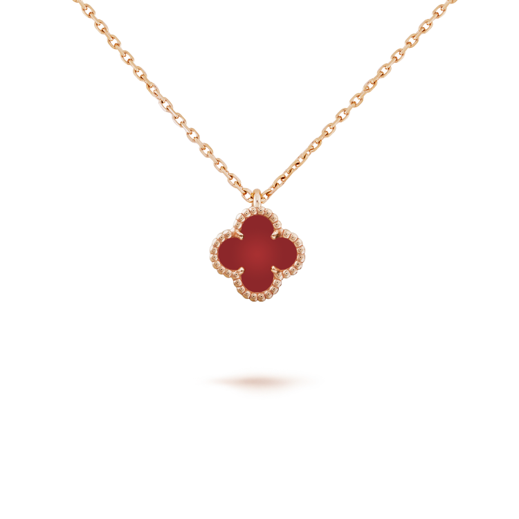[Rose Jewelrys]CLOVER MINI 9.5MM WHITE CARNELIANS NECKLACE