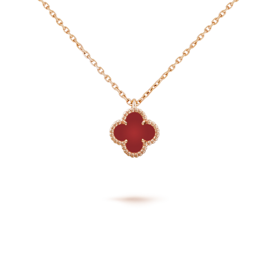 [Rose Jewelrys]CLOVER MINI 9.5MM WHITE CARNELIANS NECKLACE